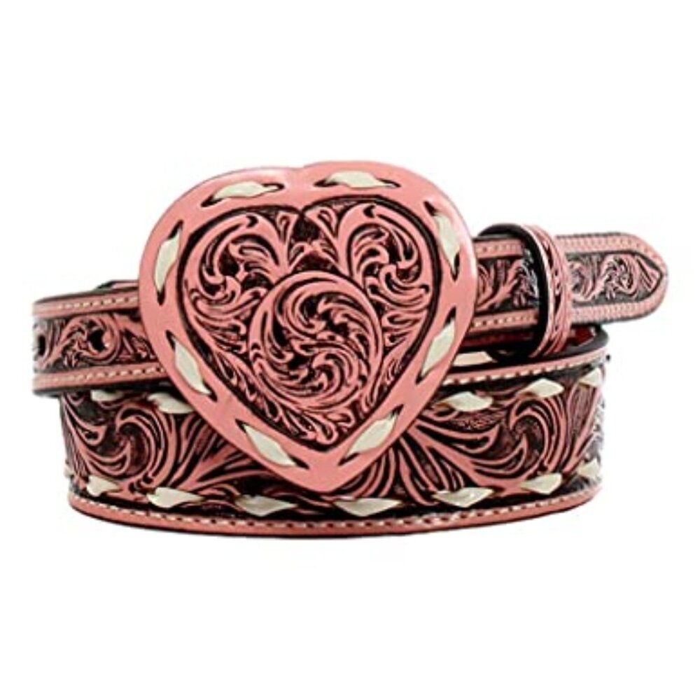 Angel Ranch Girls Floral Bucklace Heart Western Pink Belt NEW!